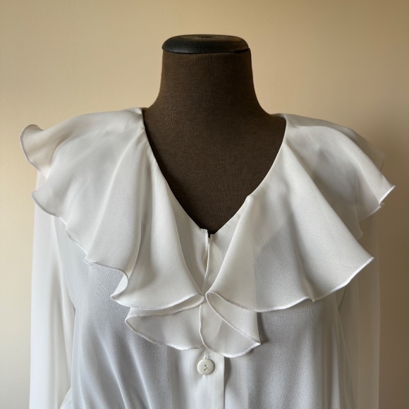 Unique Vintage 90s Burgundy Velvet Ruffle Blouse Dress - Picture 5 of 9